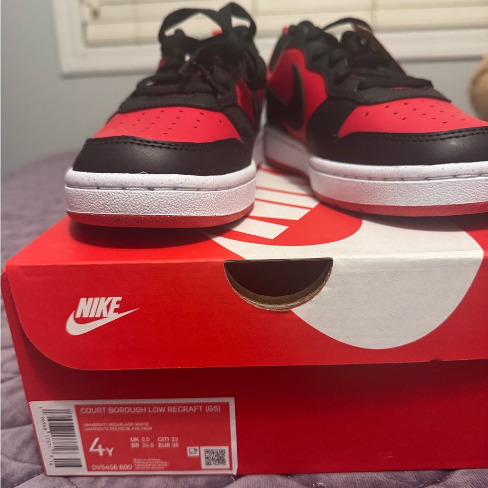 Nike Court Borough Low Recraft GS Red Black Sneakers-4y